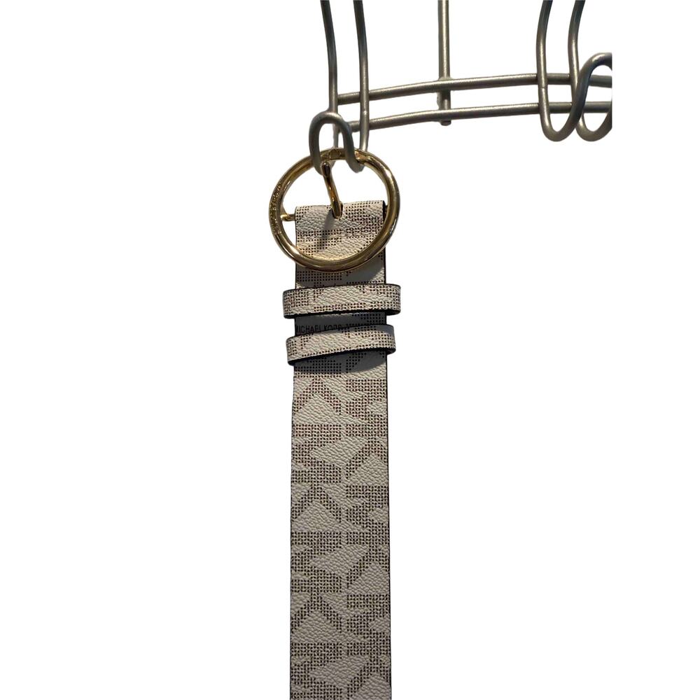 Women's Michael Kors white belt in size Large brand's signature "MK" print